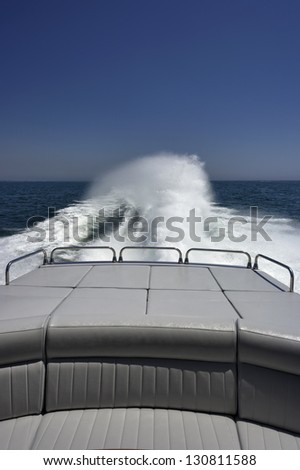 Italy, Fiumicino (Rome), Tyrrhenian Sea,  luxury yacht, wake at full speed