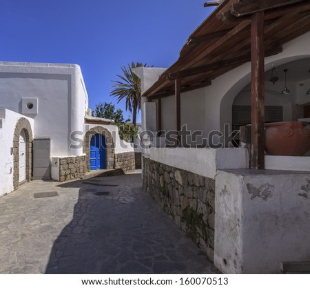 Italy, Sicily, Aeolian Islands, Panarea isl., private houses in a residential area of the island