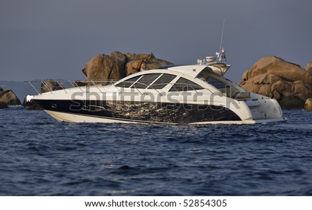 France, Corsica, Girolata Marine National Park, Azimut Atlantis 50\' luxury yacht