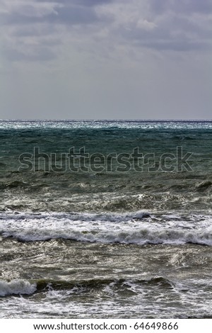 Italy, Sicily, Mediterranean sea, rough sea in the Sicily channel in winter