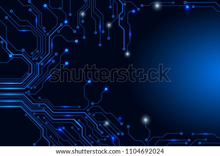 Circuit Board Technology Tree Pattern Concept Vector Background. Blue Abstract Scifi PCB Trace Data Transfer Design Illustration.