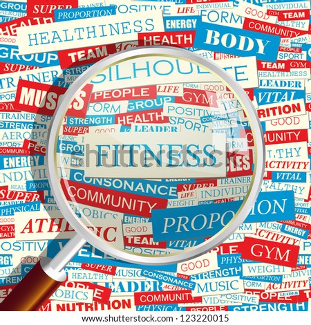 FITNESS. Word collage. Vector seamless illustration.