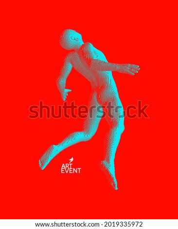 Take me higher. Flying man in zero gravity or a fall. Hovering in the air. Levitation act. Voxel art. 3D vector illustration.