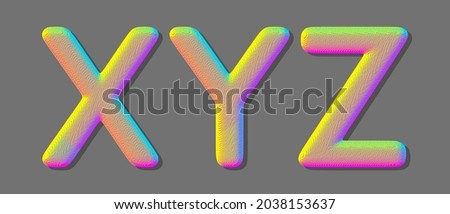 X, Y, Z letters. Voxel art. Design elements. 3d vector illustration.