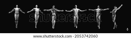 Jumping man.  3D human body model. 3D vector illustration.