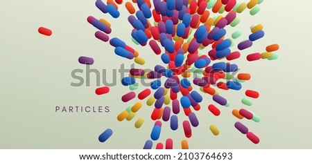 Array with dynamic emitted particles. Abstract background. 3d vector illustration. Foto stock © 