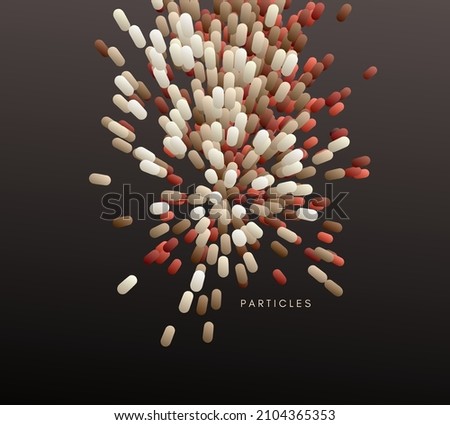 Array with dynamic emitted particles. Abstract background. 3d vector illustration. Foto stock © 