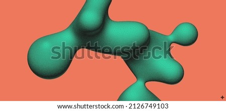 Abstract three-dimensional composition in dotwork style. Pointillism graphic. Dot stipple design. 3D vector illustration with dynamic effect. Template for banner, flyer, poster, cover or brochure.