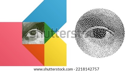 Art composition for art gallery, wall decoration or interior design. Transparency geometrical background. Eye inside a triangle. Cover design template for presentation, poster, cover or brochure. 