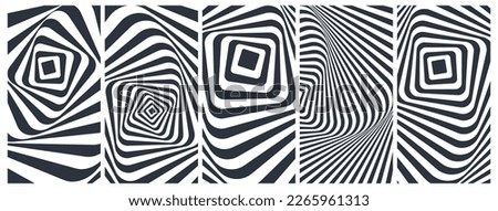 Abstract squares within squares. Optic art illustration. Black and white design. 3d vector patter for brochure, poster, presentation, flyer or banner.