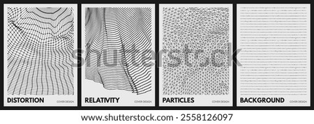 Cover design template. Background with dynamic particles. Grid. Spread sheet of paper. Background with many empty parallel lines with space to copy for print, typographic design, letter template, etc.