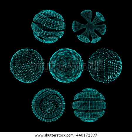 Sphere with Connected Lines and Dots. Global Digital Connections. Globe Grid. Wireframe Illustration. 3D Technology Style. Networks.