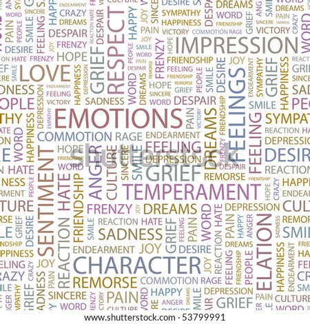 Emotions. Seamless Vector Pattern With Word Cloud. - 53799991 ...