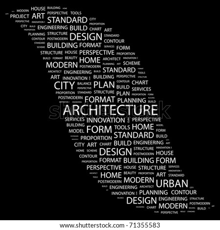 Architecture. Word Collage On Black Background. Vector Illustration ...