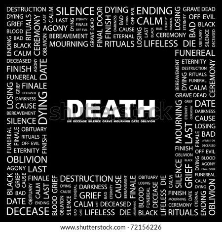 Death. Word Collage On Black Background. Vector Illustration ...