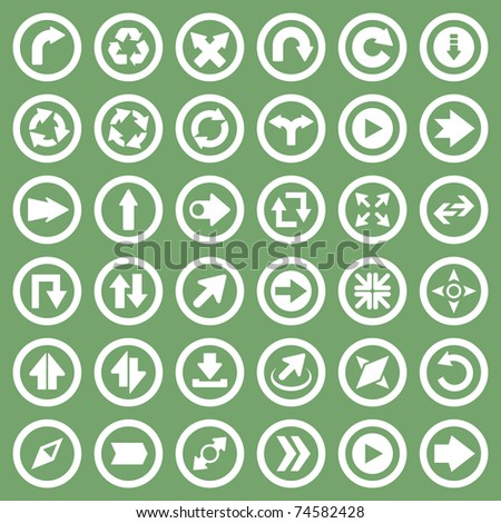 Arrow icon set. Compass, direction, recycle, next and move symbol.