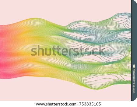 Wave Background. Abstract Vector Illustration. 3D Technology Style. Network Design with Particle.