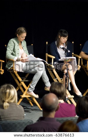 AUSTIN,TX - OCT. 24:  Jessica Alba and Aubrey Plaza at the \' The Hand Job \' Script Reading at the Rollins Theatre during the 17th Annual Austin Film Festival on October 24, 2010 in Austin, TX.