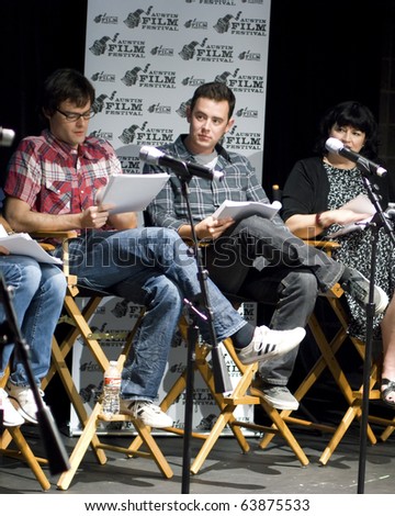 AUSTIN,TX - OCTOBER 24: Bill Hader and Colin Hanks at  \' The Hand Job \' Script Reading at the Rollins Theatre during the 17th Annual Austin Film Festival on October 24, 2010 in Austin, TX.