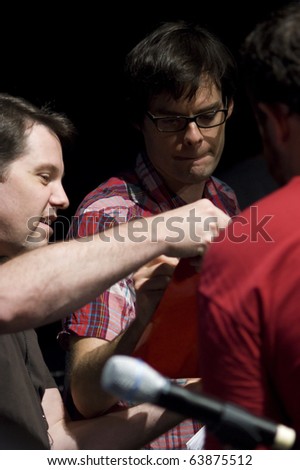 AUSTIN,TX - OCTOBER 24: Actor Bill Hader signs autograph for his fans at \' The Hand Job \' Script at the Rollins Theatre during the 17th Annual Austin Film Festival on October 24, 2010 in Austin, TX.