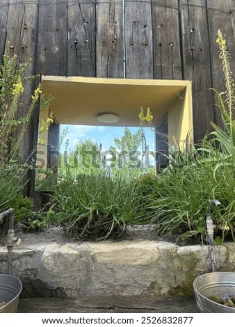 Similar – Foto Bild Alles im Spiegel Blick. Blauer Himmel, ein Teil von einem Haus mit Fenster.