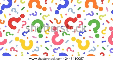 Question mark seamless pattern. Colorful abstract background. Customer service, presentation, conversation, communication, faq help 