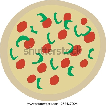 Delicious tomato cheese pizza design or tasty pizza illustration