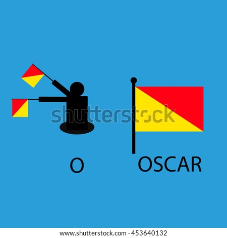 International marine signal flag, sea alphabet , vector illustration, semaphore, communication, oscar.