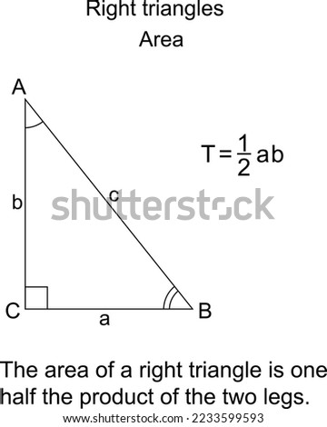 area T of a right triangle ABC