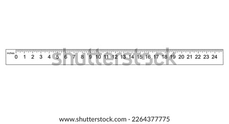 Ruler icon from 0 to 36 inches isolated on the white background. Vector