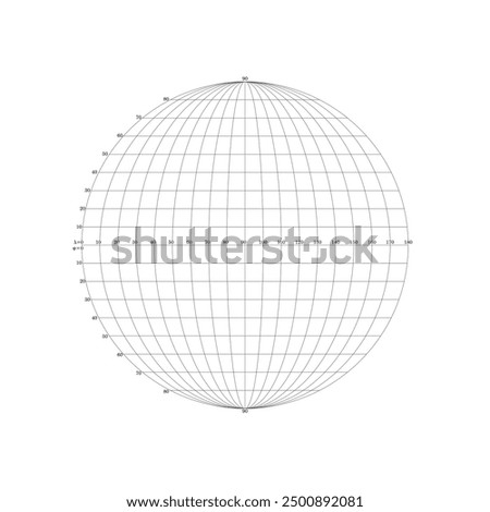 Grid of parallels and latitudes on a cirle in flat style. Vector