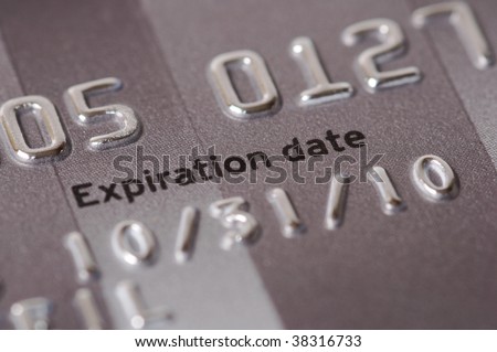 Credit card numbers shot close up showing the words Expiration Date and showing the date.