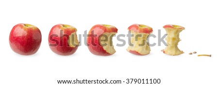 Similar – Image, Stock Photo Half apple in row with whole apples