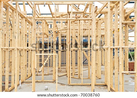 image of a New residential construction home framing