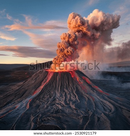 Image, Stock Photo Volcano with lava in highlands
