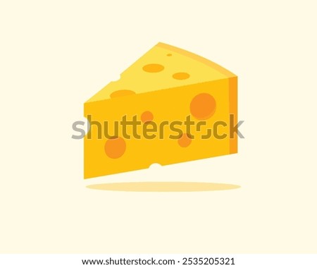 Download a vibrant cartoon-style Swiss cheese illustration featuring a yellow cheese slice with round holes. Perfect for food blogs, recipe designs, dairy product promotions, and digital food art.