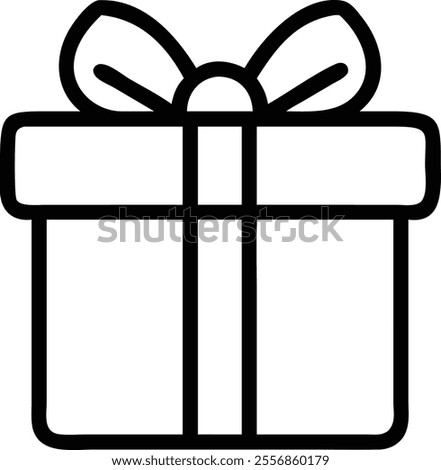 High-quality gift icon illustration featuring line art, silhouette, logo icons, and clipart styles. Perfect for use on Shutterstock, Adobe Stock, Frederik, and other micro stock platforms.