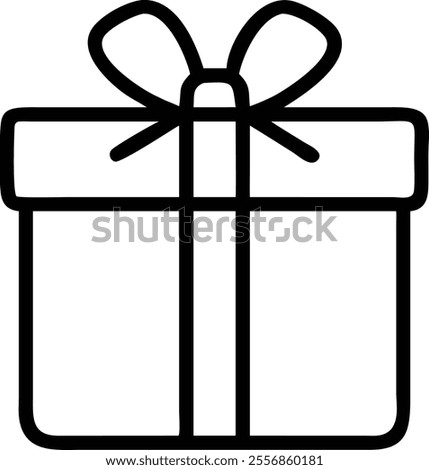 High-quality gift icon illustration featuring line art, silhouette, logo icons, and clipart styles. Perfect for use on Shutterstock, Adobe Stock, Frederik, and other micro stock platforms.