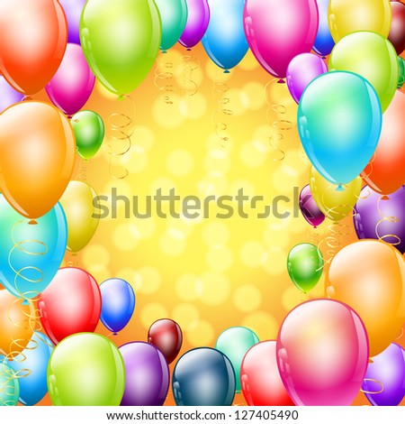 colorful balloons as frame on holiday background
