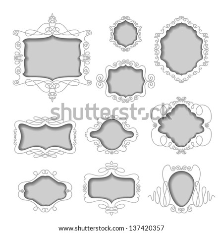 set of frames cut out from white background