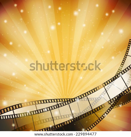 background with retro filmstrip and stars