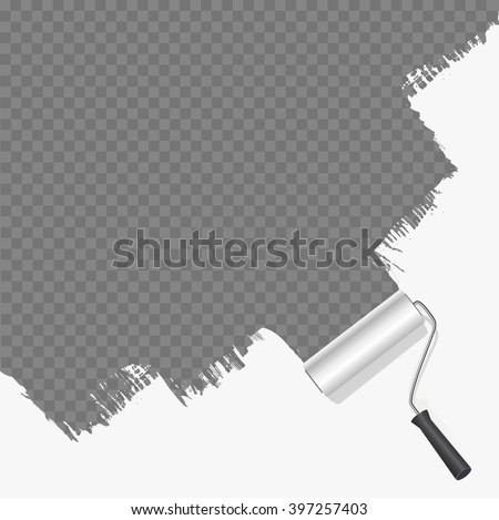 roller brush painting white over transparent background. vector illustration