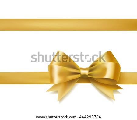 golden bow ribbon on white. decorative design element. vector