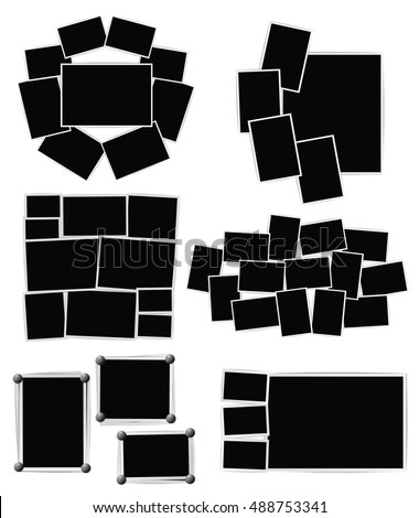 Photo frames composition set on white background. Vector design template