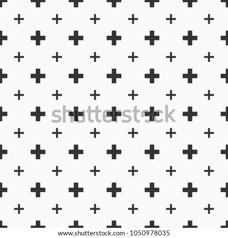 Abstract seamless pattern of crosses or plus signs. Crosses ornament. Modern stylish texture. Simple minimalistic graphic print. Design for textile print; poster; web design. Vector background.