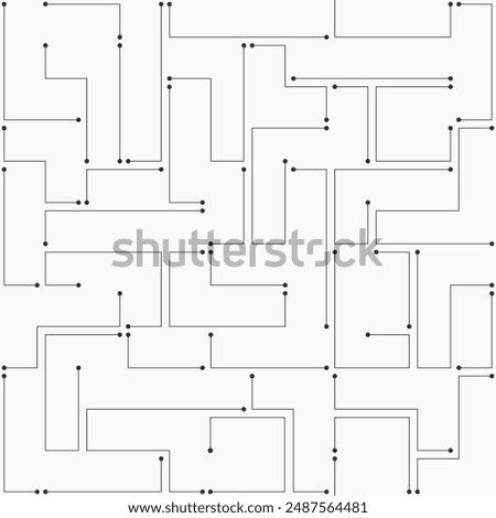 Vector seamless pattern. Lines at right angles with points at the ends. Minimal geometric seamless pattern. Black lines isolated on white background. Thin lines vector pattern. Stylish background.