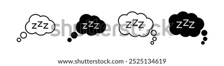 Zzz vector thin line vector icons collection