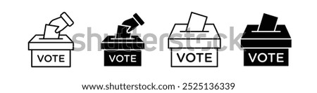 voting ballot box vector thin line vector icons collection