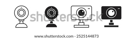 Webcam vector filled and outlined icons collection