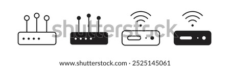 Router vector filled and outlined icons collection